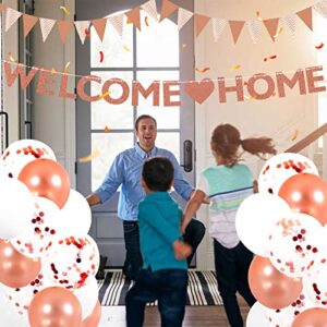 RUSUANJUN 18 Pcs Welcome Home Banner Glitter Welcome Back Balloon Banner Decorations Kit Homecoming Party Decorations Welcome Home Decorations for Welcome Home Party Decorations Welcome Home Sign