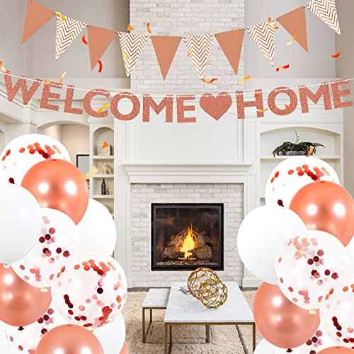 RUSUANJUN 18 Pcs Welcome Home Banner Glitter Welcome Back Balloon Banner Decorations Kit Homecoming Party Decorations Welcome Home Decorations for Welcome Home Party Decorations Welcome Home Sign