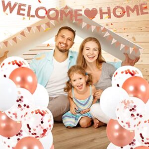 RUSUANJUN 18 Pcs Welcome Home Banner Glitter Welcome Back Balloon Banner Decorations Kit Homecoming Party Decorations Welcome Home Decorations for Welcome Home Party Decorations Welcome Home Sign