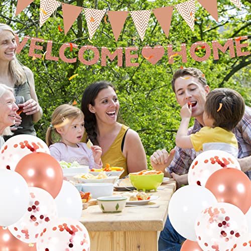 RUSUANJUN 18 Pcs Welcome Home Banner Glitter Welcome Back Balloon Banner Decorations Kit Homecoming Party Decorations Welcome Home Decorations for Welcome Home Party Decorations Welcome Home Sign