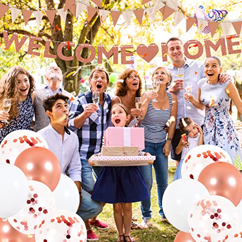 RUSUANJUN 18 Pcs Welcome Home Banner Glitter Welcome Back Balloon Banner Decorations Kit Homecoming Party Decorations Welcome Home Decorations for Welcome Home Party Decorations Welcome Home Sign