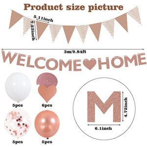 RUSUANJUN 18 Pcs Welcome Home Banner Glitter Welcome Back Balloon Banner Decorations Kit Homecoming Party Decorations Welcome Home Decorations for Welcome Home Party Decorations Welcome Home Sign