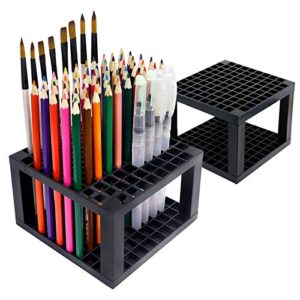 96 Hole Pen Organizer for Desk, Paint brush holder - Desk Stationary Marker Organizer Holder, Perfect for Pen/Pencil, Paint Brush, Gel Pen, and More by WeiBonD (2 Packs)