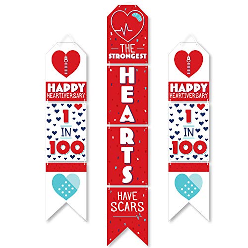 Big Dot of Happiness Happy Heartiversary - Hanging Vertical Paper Door Banners - CHD Awareness Wall Decoration Kit - Indoor Door Decor