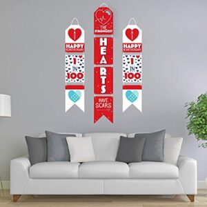 Big Dot of Happiness Happy Heartiversary - Hanging Vertical Paper Door Banners - CHD Awareness Wall Decoration Kit - Indoor Door Decor