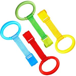 lnq luniqi 4pcs baby pull up ring stand up assistance pull ring baby toddler walker tool ring for playpen toddler crib hooks baby toys bed rings baby safety walking training tool