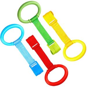 LNQ LUNIQI 4Pcs Baby Pull Up Ring Stand Up Assistance Pull Ring Baby Toddler Walker Tool Ring for Playpen Toddler Crib Hooks Baby Toys Bed Rings Baby Safety Walking Training Tool