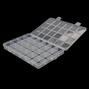 juvielich clear plastic organizer box,24 fixed grids storage container jewelry box for beads art diy crafts jewelry fishing tackles 7.56″x5.31″x0.87″(lxwxh) 1pcs