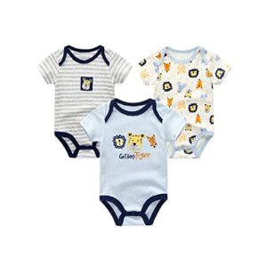 Chamie Newborn Baby Bodysuit 3-Pack Short Sleeve Bodysuit Baby Clothes for Boys and Girls