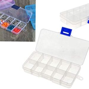 Saim 5Pcs 10-Grid 5 Inch x 2.5 Inch Adjustable Small Removable Clear Plastic Jewelry Organizer Divider Storage Box