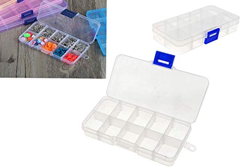 Saim 5Pcs 10-Grid 5 Inch x 2.5 Inch Adjustable Small Removable Clear Plastic Jewelry Organizer Divider Storage Box