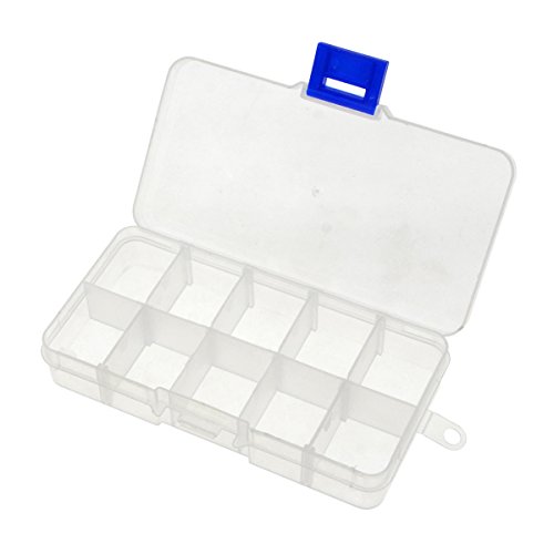 Saim 5Pcs 10-Grid 5 Inch x 2.5 Inch Adjustable Small Removable Clear Plastic Jewelry Organizer Divider Storage Box