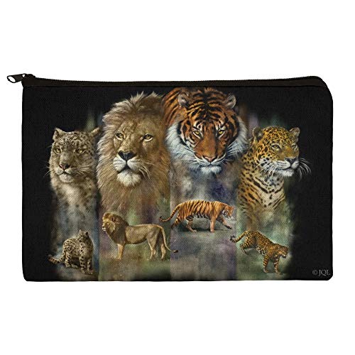 Lion Tiger Snow Leopard Big Cats Pencil Pen Organizer Zipper Pouch Case