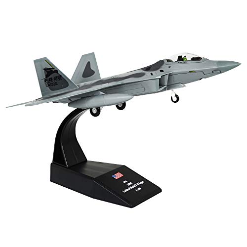 1/100 Scale F-22 Raptor Fighter Attack Plane Metal Fighter Military Model Fairchild Republic Diecast Plane Model for Commemorate Collection or Gift