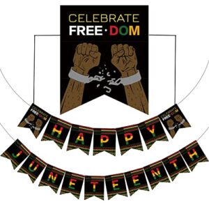 happy juneteenth day banner party decorations – freedom day juneteenth black americans independence 1865 hanging banner decorations black history party decorations