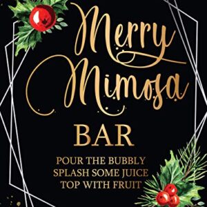 PRESTIGE Mimosa Bar Supplies | Brunch Decorations & Mimosa Bar Kit, Christmas Party Supplies w/ Bubbly Bar Sign & Banner Set, Holiday Bridal Shower Decor & Merry Christmas Birthday Decorations (XMAS)