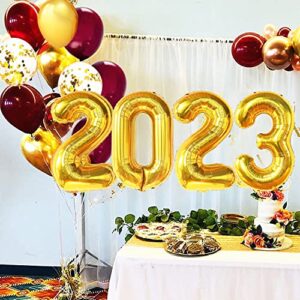Graduation Decorations 2023 Maroon Gold/Graduation Party Supplies 2023/Graduation Backdrop Banner Maroon Gold Grad Balloons/Photography Background for Burgundy Gold ASU Graduation Decorations 2023