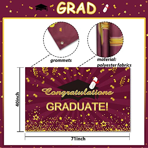 Graduation Decorations 2023 Maroon Gold/Graduation Party Supplies 2023/Graduation Backdrop Banner Maroon Gold Grad Balloons/Photography Background for Burgundy Gold ASU Graduation Decorations 2023
