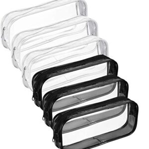 Onene 6 Pieces Clear PVC Pen Pencil Case with Zipper, Transparent Pencil Bag Makeup Pouch