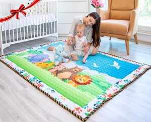 moiré baby 3d paper craft animal learning baby play mat extra large 76 in. x 58 padded abc crawling carpet for babies (3d paper craft animal)