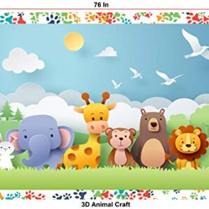 Moiré Baby 3D Paper Craft Animal Learning Baby Play Mat Extra Large 76 in. x 58 Padded ABC Crawling Carpet for Babies (3D Paper Craft Animal)