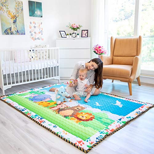 Moiré Baby 3D Paper Craft Animal Learning Baby Play Mat Extra Large 76 in. x 58 Padded ABC Crawling Carpet for Babies (3D Paper Craft Animal)