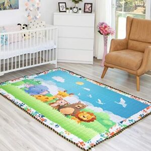 Moiré Baby 3D Paper Craft Animal Learning Baby Play Mat Extra Large 76 in. x 58 Padded ABC Crawling Carpet for Babies (3D Paper Craft Animal)