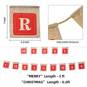 Christmas Decorations for the Home, hogardeck Merry Christmas Banners, Burlap Christmas Decorations, Rustic Farmhouse Christmas Decor, Christmas Sign Hangings for Windows, Door Entry, Fireplace, Wall