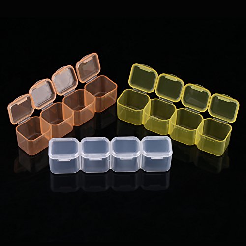 Hilitand Diamond Embroidery Box, 28 Grids Plastic Transparent Storage Box Nail Art Rhinestone Jewelry Beads Display 7 Color Case Organizer