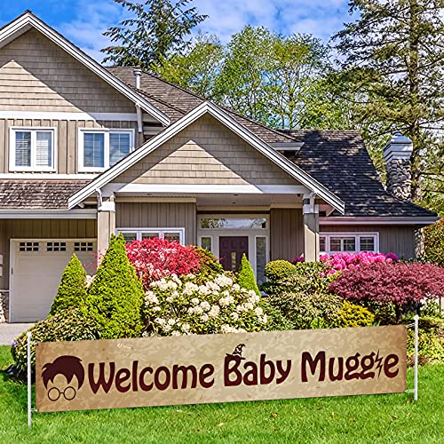 Welcome Baby Muggle Large Banner Sign, Baby Shower Party Decorations Supplies, Gender Reveal Welcome Little Muggle Banner