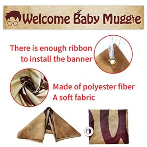 Welcome Baby Muggle Large Banner Sign, Baby Shower Party Decorations Supplies, Gender Reveal Welcome Little Muggle Banner