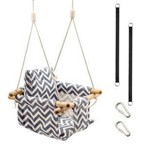 toddler baby hanging swing seat secure canvas hammock chair with soft backrest cushion – installation accessories included