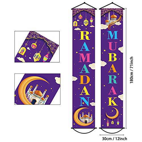 Ramadan Mubarak Decorations Eid Door Banner Backdrop Ramadan Theme Porch Signs Party Supplies Photo Booth Prop