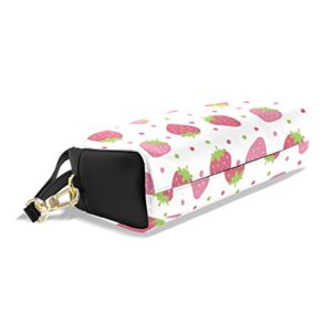 ABLINK Cute Pink Strawberry Pencil Pen Case Pouch Bag with Zipper for Travel, School, Small Cosmetic Bag