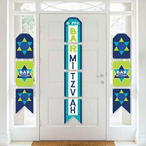 big dot of happiness blue bar mitzvah – hanging vertical paper door banners – boy party wall decoration kit – indoor door decor