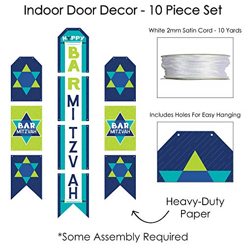 Big Dot of Happiness Blue Bar Mitzvah - Hanging Vertical Paper Door Banners - Boy Party Wall Decoration Kit - Indoor Door Decor