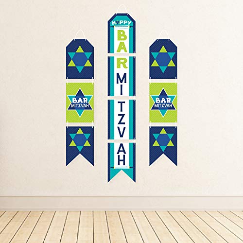 Big Dot of Happiness Blue Bar Mitzvah - Hanging Vertical Paper Door Banners - Boy Party Wall Decoration Kit - Indoor Door Decor