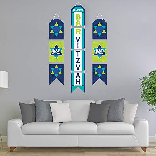 Big Dot of Happiness Blue Bar Mitzvah - Hanging Vertical Paper Door Banners - Boy Party Wall Decoration Kit - Indoor Door Decor