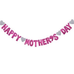 binaryabc happy mother’s day banner,mother’s day decorations,mother’s birthday banner(rose red)