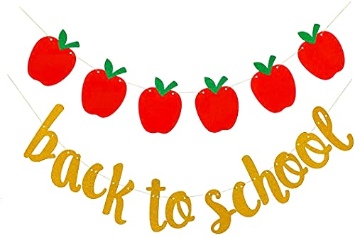 Back to School Banner Apple Garland Banner for First Day of School Classroom Decor Teacher Gifts Apple Themed Party Supplies by Ucity