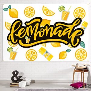 lemonade backdrop banner decor white – lemon party theme decorations for lemonade stand birthday supplies,yellow