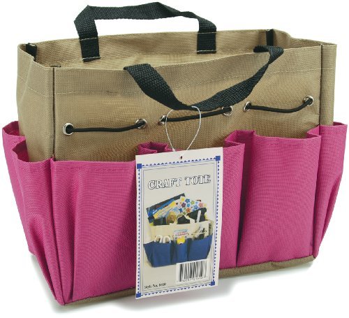 Allary Project Tote 9-1/2 Inch by 8-1/2 Inch by 5 Inch, Pink/Khaki by Allary