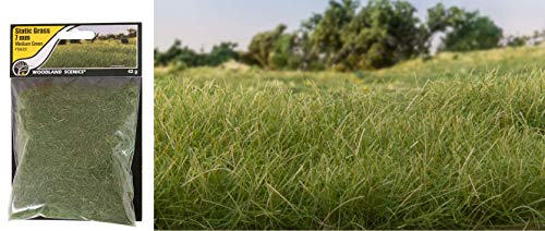 Woodland Scenics Static Grass, 4mm Light Green, 7mm Light Green, 4mm Straw, and 7mm Medium Green (Pack of 4) - with Make Your Day Paintbrushes