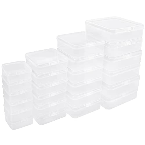 24 Packs Bead Storage, LIOUCBD Clear Small Plastic Containers with Lids, 4 Mixed Sizes Plastic Box for Craft Storage Bobby Pin Earplugs Screws Clips Jewelry