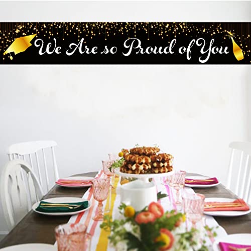 Large We are So Proud of You Banner,2022 Graduation Party Decorations,Congratulations Banner Backdrop,,Congrats Grad Backdrop Hanging Banner Outdoor Indoor (9.8 x 1.6 feet)
