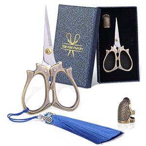 shwakk squirrel shaped scissors 4.44 inch silver embroidery scissors stainless steel sewing scissor diy tools dressmaker shears scissors for embroidery, craft, needlework, tailoring