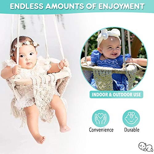 Bean Sprout Baby Collection - Baby Hammock Swing Chair - Macrame Swinging Chair for Baby, Infant, Toddler - Secure & Safe Baby Tree Swing for Outdoors, Indoors, Backyard - Boho Chic Room Décor