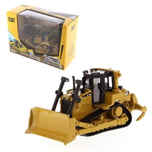 1:64 Scale Caterpillar D6R Track-Type Tractor - Construction Metal Series by Diecast Masters - 85691 - Poseable Giant Ripper and Free-Rolling, Segmented PVC Tracks - Diecast Metal with Plastic Parts