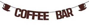 coffee bar banner, love is brewing banner decorations, bridal shower party decoration, coffee bar sign bachelorette/wedding/anniversary party banner decor supplies brown glitter