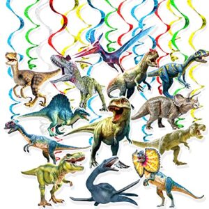 cool 3d dinosaur hanging swirls banner 30 sets dino garden banner party decoration for kids dinosaur theme birthday party supplies baby shower spiral streamers home room ceiling wall backdrop decor
